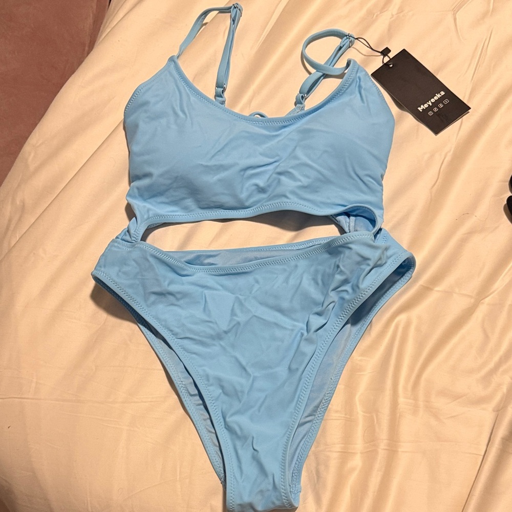 Light Blue Cutout Swimsuit
